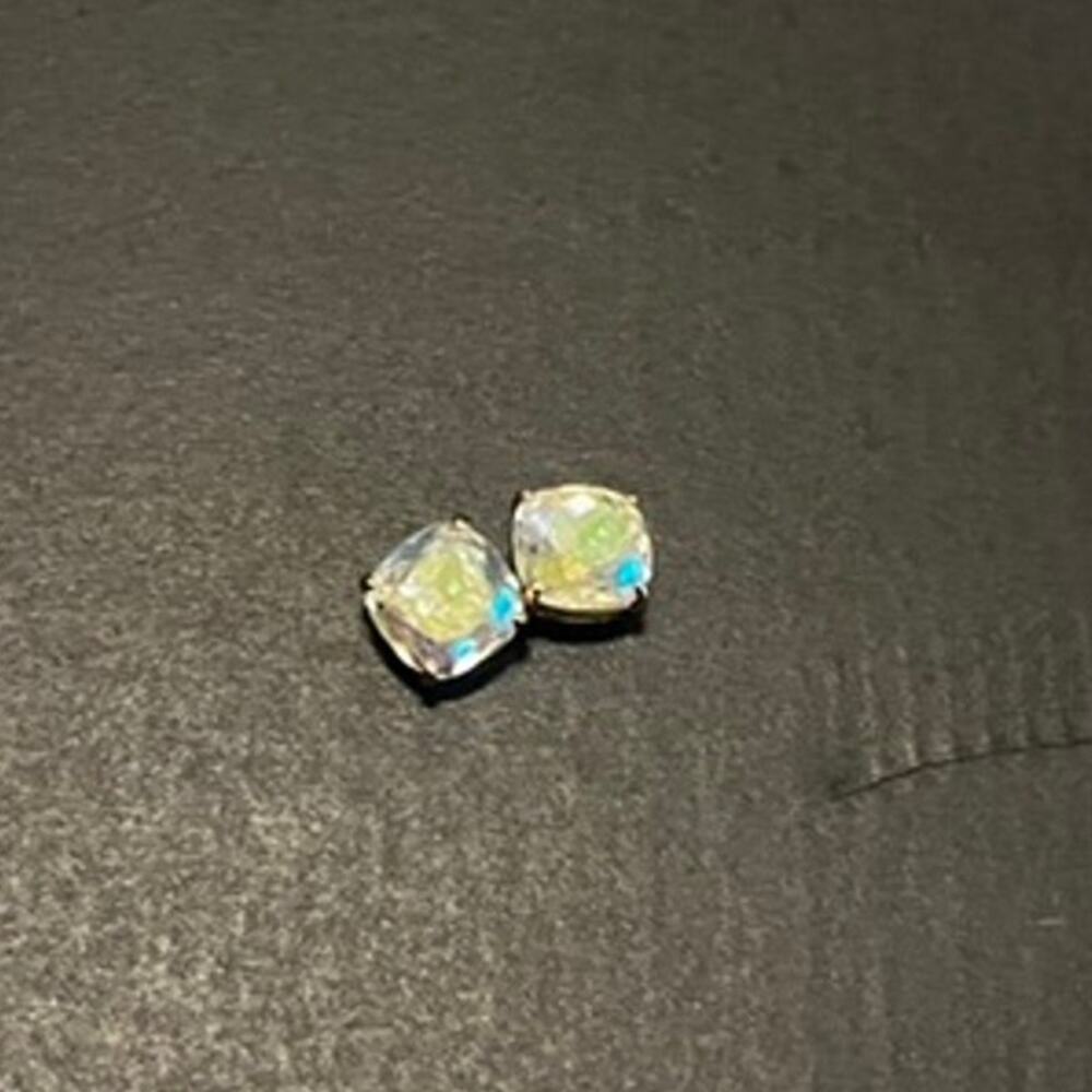 Cushion-Cut Aurora Borealis Iridescent Crystal Stud Earrings